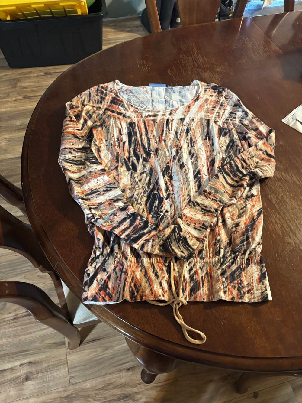 Simply, Vera Vera Wang Abstract Print Drawstring Hem Top - Multicolor
